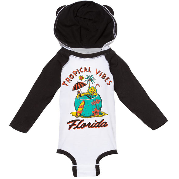 Tropical Vibes Florida Hooded Baby Onesie