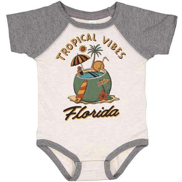 Tropical Vibes Florida Baseball Baby Onesie