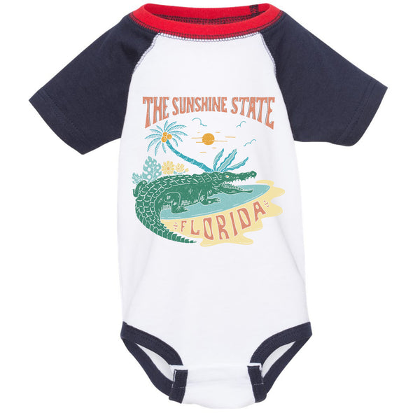 The Sunshine State Florida Baseball Baby Onesie