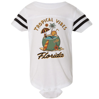 Tropical Vibes Florida Stripes Baby Onesie