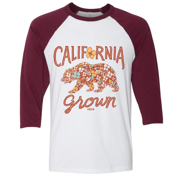 Bear Poppy Blossom Baseball Tee-CA LIMITED