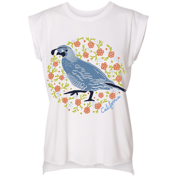 CA Poppy Quail Rolled Sleeve Tank-CA LIMITED