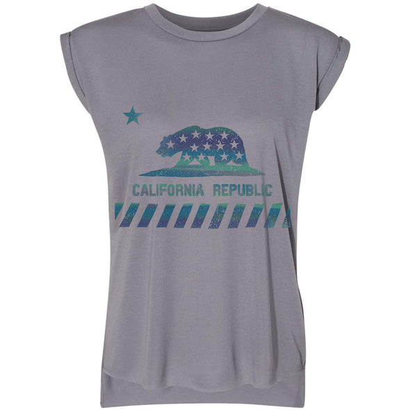 CA Star Flag Rolled Sleeve Tank-CA LIMITED