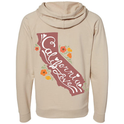 CA State Poppies Raglan Zip Up Hoodie-CA LIMITED