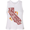 CA State With Poppies Cropped Tank-CA LIMITED