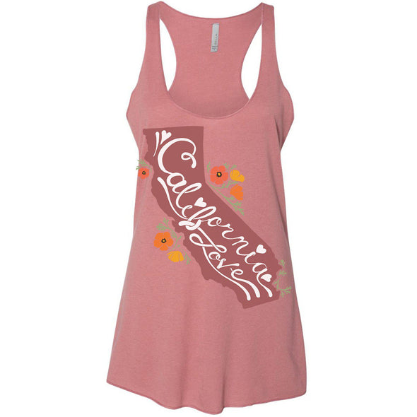 CA State With Poppies Racerback Tank-CA LIMITED