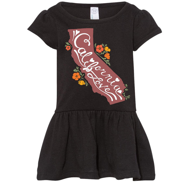 CA State With Poppies Toddlers Dress-CA LIMITED