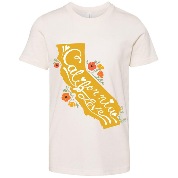 CA State With Poppies Youth Tee-CA LIMITED