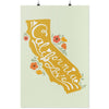 CA State with Poppies Light Green Poster-CA LIMITED