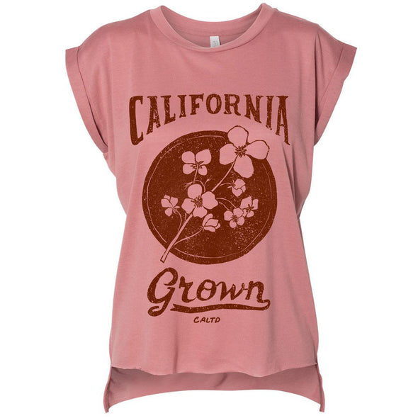 California Grown Circle Rolled Sleeve Tank-CA LIMITED