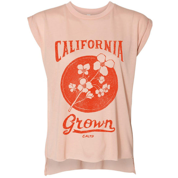 California Grown Circle Rolled Sleeve Tank-CA LIMITED