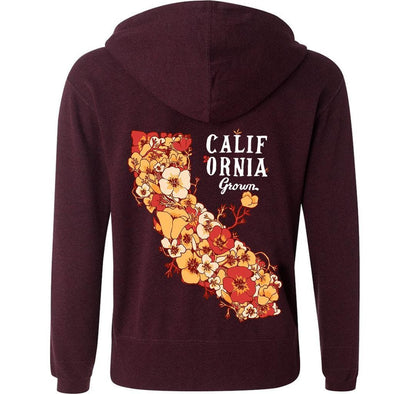 California Grown Zip Up Maroon Hoodie-CA LIMITED