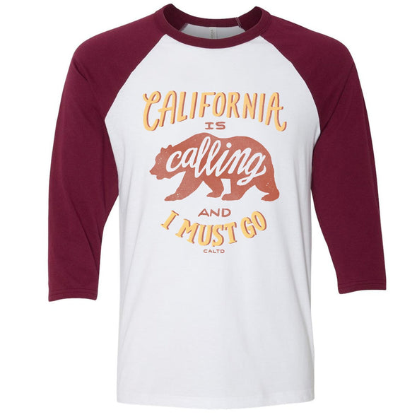 California Is Calling Maroon Baseball Tee-CA LIMITED