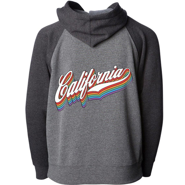 California Rainbow Raglan Youth Zip Up Hoodie-CA LIMITED