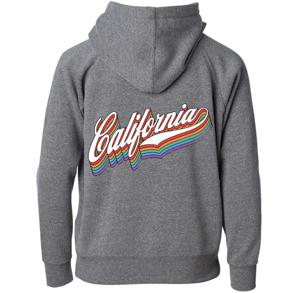 California Rainbow Raglan Youth Zip Up Hoodie-CA LIMITED