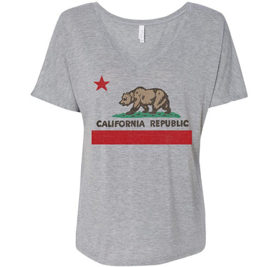 California Republic State Flag Flowy V-Neck Dolman-CA LIMITED