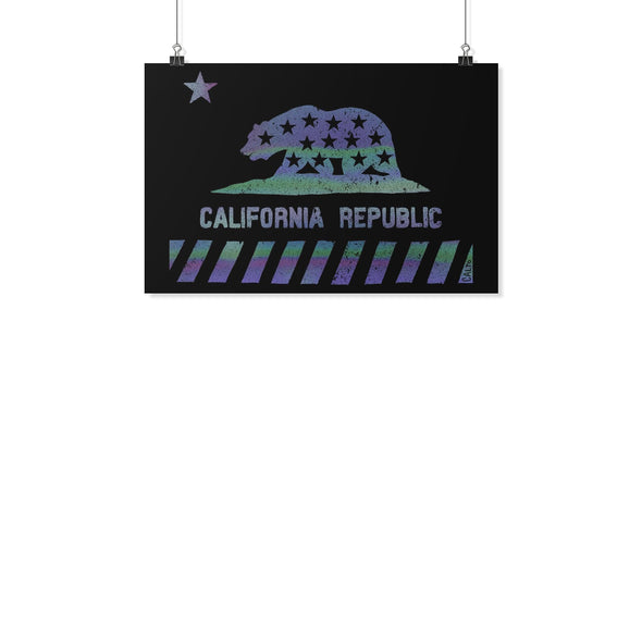 California Star Flag Black Poster-CA LIMITED