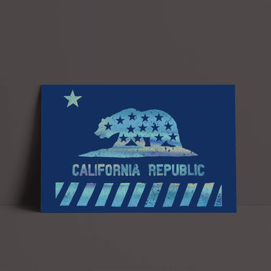 California Star Flag Blue Poster-CA LIMITED