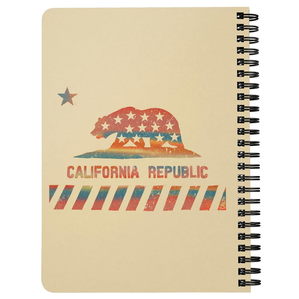 California Star Flag Cream Spiral Notebook-CA LIMITED