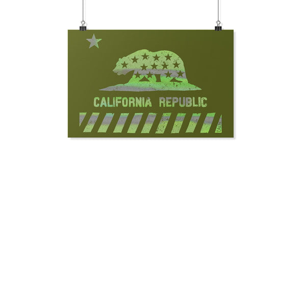 California Star Flag Olive Poster-CA LIMITED