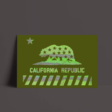 California Star Flag Olive Poster-CA LIMITED