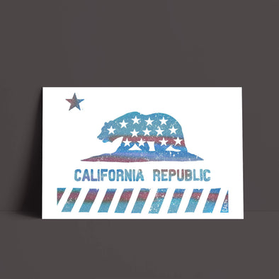 California Star Flag White Poster-CA LIMITED