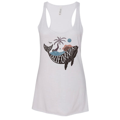 California Whale White Racerback Tank-CA LIMITED