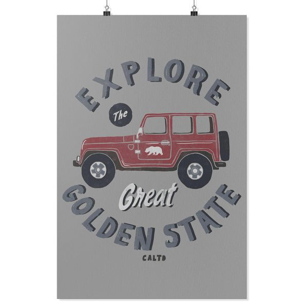 Explore The Great Golden State Grey Poster-CA LIMITED