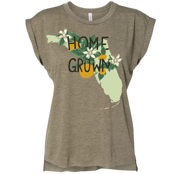 Home Grown FL Rolled Sleeve Tank-CA LIMITED