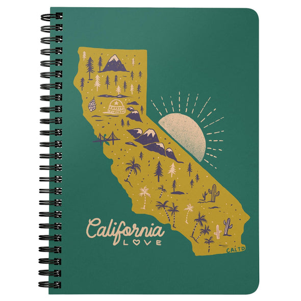 Map CA Love Blue Green Spiral Notebook-CA LIMITED