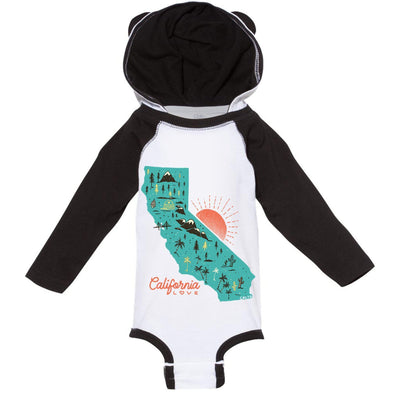 Map CA Love Hooded Baby Onesie-CA LIMITED