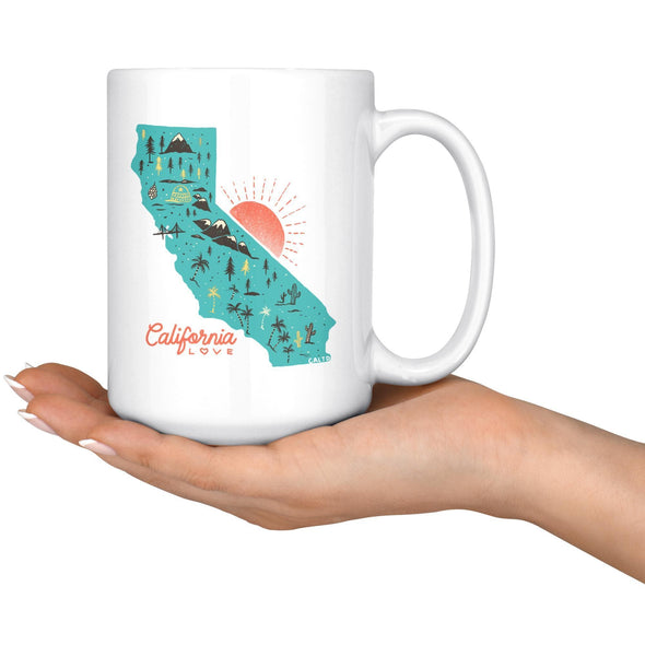 Map Ca Love Turquoise Mug-CA LIMITED