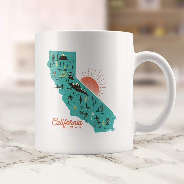 Map Ca Love Turquoise Mug-CA LIMITED