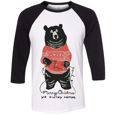 Merry Christmas Filthy Animal Black Sleeves Baseball Tee-CA LIMITED