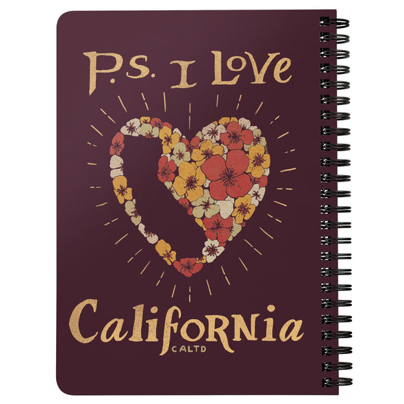 P.S. I Love California Maroon Spiral Notebook-CA LIMITED