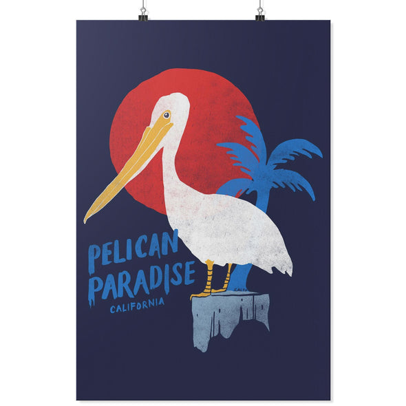 Pelican Paradise Navy Red Poster-CA LIMITED