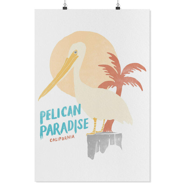 Pelican Paradise White Poster-CA LIMITED