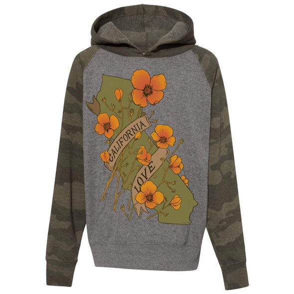 Poppies CA Love Raglan Youth Hoodie-CA LIMITED