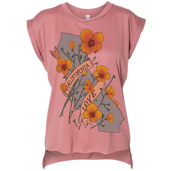 Poppies CA Love Rolled Sleeve Tank-CA LIMITED