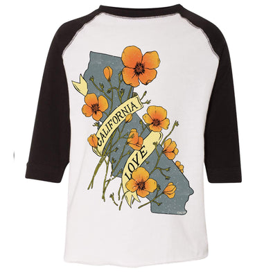 Poppies CA Love Toddler Baseball Tee-CA LIMITED