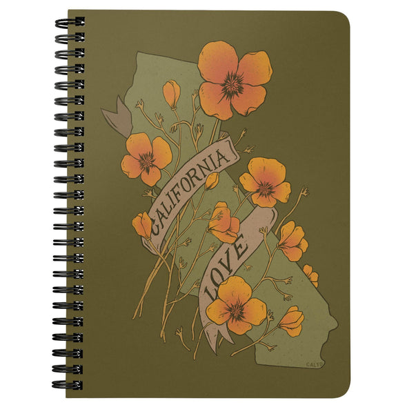 Poppy CA Love Olive Spiral Notebook-CA LIMITED