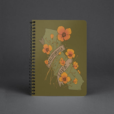 Poppy CA Love Olive Spiral Notebook-CA LIMITED