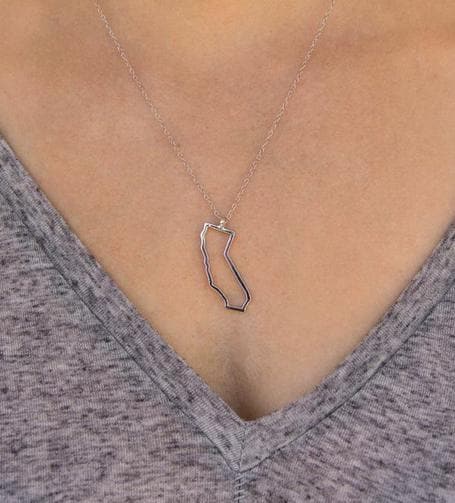 Silver California Outline Necklace-CA LIMITED