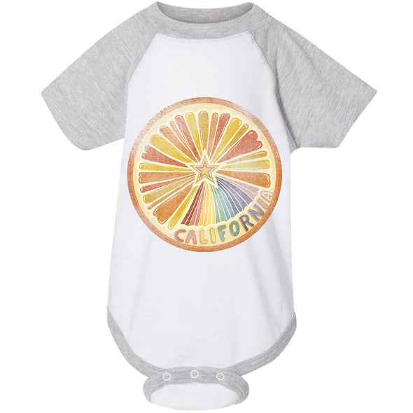 Starburst Orange Baseball Baby Onesie-CA LIMITED