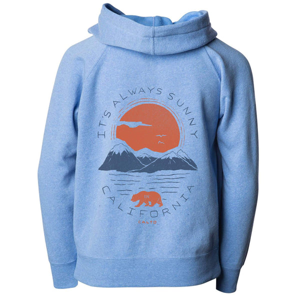 Sunny California Raglan Youth Zip Up Hoodie-CA LIMITED