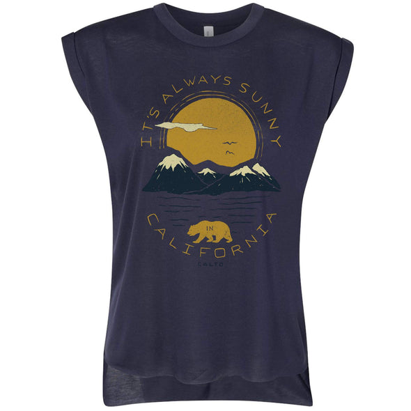 Sunny California Rolled Sleeve Tank-CA LIMITED