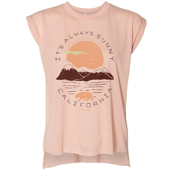 Sunny California Rolled Sleeve Tank-CA LIMITED