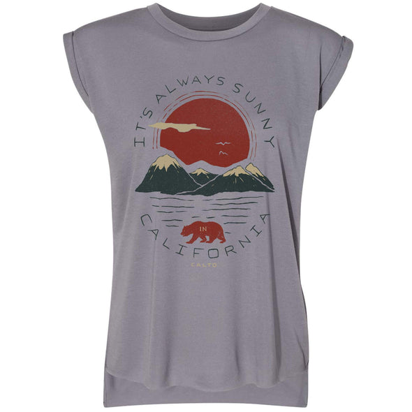 Sunny California Rolled Sleeve Tank-CA LIMITED