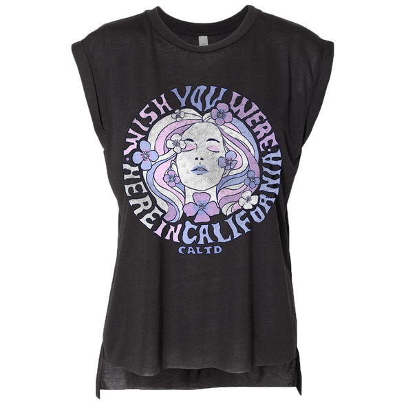 Wish Girl Rolled Sleeve Tank-CA LIMITED