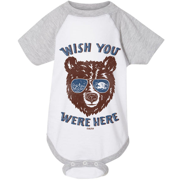 Wish You Were Here Baseball Baby Onesie-CA LIMITED